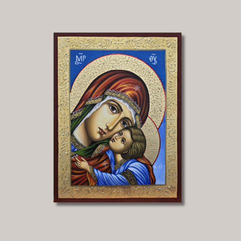 Символика на иконите: Какво означава всеки цвят? православна икона на Света Богородица с Младенеца, ръчно изработена