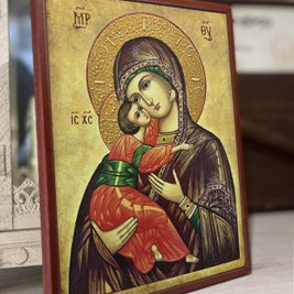 Икона на Дева Мария с Иисус Христос с декупаж - Православна икона от Ikonata.bg