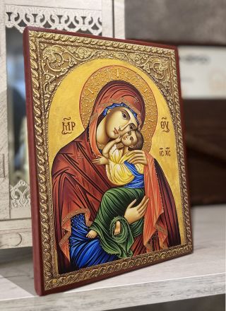 Икона на Дева Мария с Младенеца с декупаж - Православна икона от Ikonata.bg
