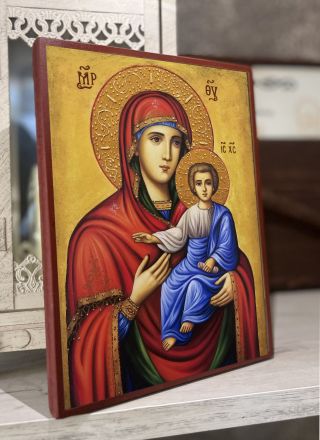 Икона на Света Богородица - Пътеводителка (Одигитрия) с декупаж - Православна икона от Ikonata.bg