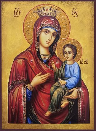 Икона на Света Богородица - Скоропослушница - Одигитрия с декупаж - Православна икона от Ikonata.bg