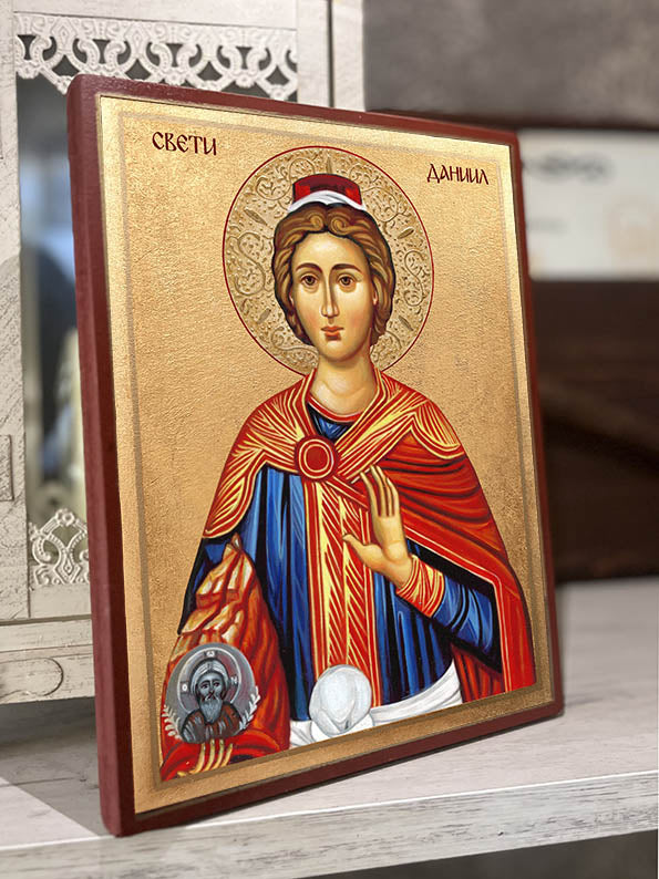 Икона на Свети Данийл - Декупаж, православна икона на свети Данийл, ръчно изработена икона за дом и подарък