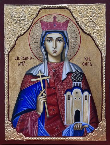 Рисувана икона на Света Олга - Православна икона от Ikonata.bg
