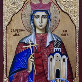 Рисувана икона на Света Олга - Православна икона от Ikonata.bg