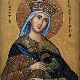 Икона на Света Екатерина с декупаж