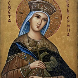 Икона на Света Екатерина с декупаж