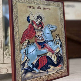 Рисувана икона на Свети Георги - Православна икона от Ikonata.bg