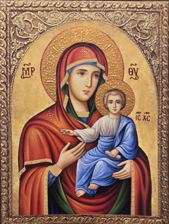 Икона на Света Богородица - Одигитрия - Пътеводителка с декупаж