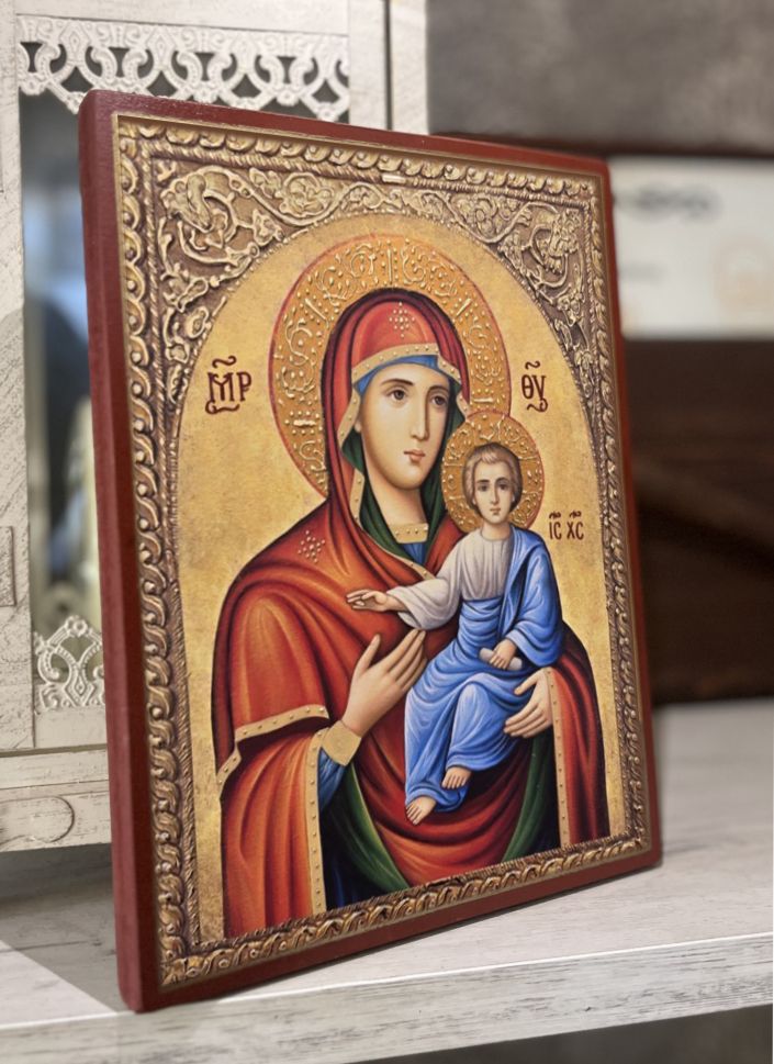 Икона на Света Богородица - Одигитрия - Пътеводителка с декупаж