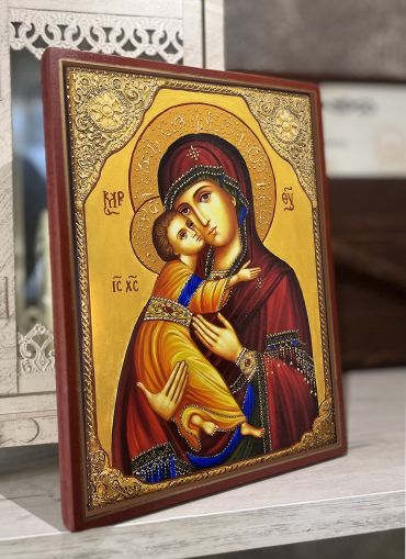 Икона на Света Богородица с Иисус Христос с декупаж - Православна икона от Ikonata.bg
