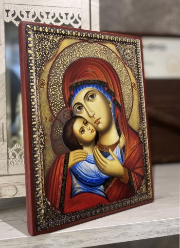 Икона на Пресвета Богородица - Рилска с декупаж - Православна икона от Ikonata.bg
