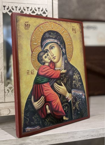 Икона на Света Богородица и Христос с декупаж - Православна икона от Ikonata.bg