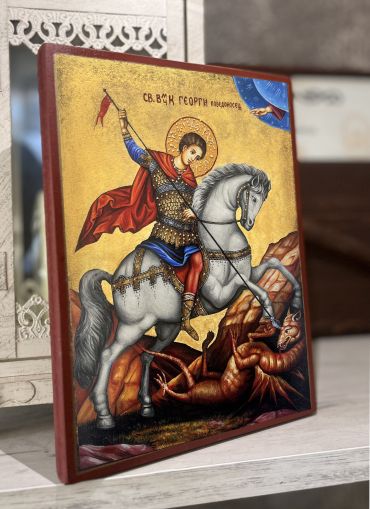 Икона на Свети Георги Победоносец с декупаж - Православна икона от Ikonata.bg