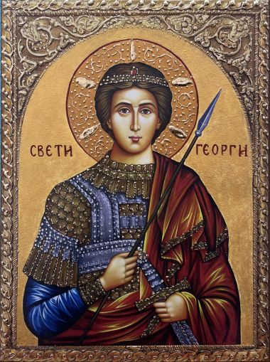 Икона на Свети Георги с декупаж - Православна икона от Ikonata.bg