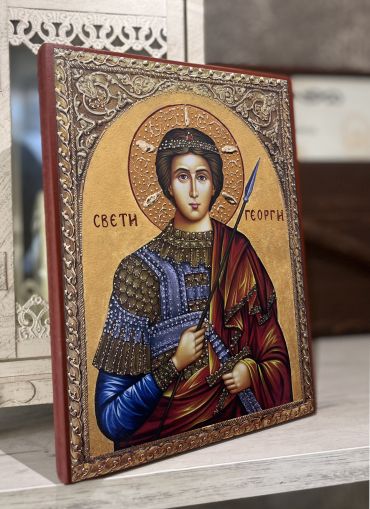 Икона на Свети Георги с декупаж - Православна икона от Ikonata.bg