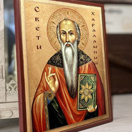 Икона на Свети Харалампий - Ръчно изработена православна икона, ръчно рисувана икона за дом и подарък