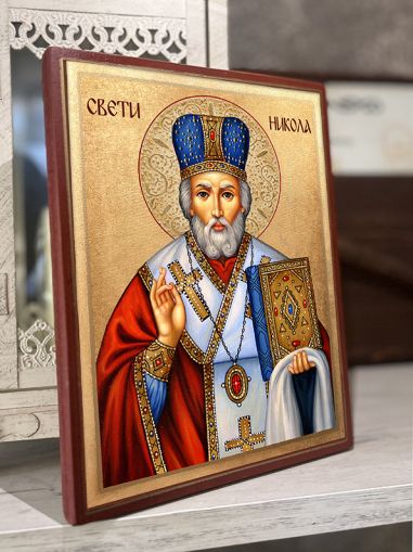 Икона на Свети Никола - Ръчно изработена православна икона на свети Никола за дом, подарък и храм