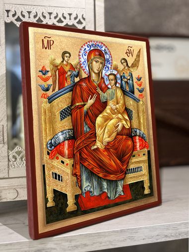 Икона на Света Богородица - Всецарица - Ръчно изработена, православна икона за дома и подарък