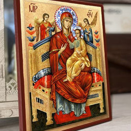 Икона на Света Богородица - Всецарица - Ръчно изработена, православна икона за дома и подарък