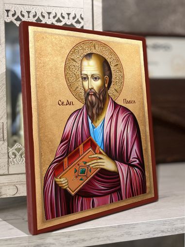 Икона на Свети Павел - Ръчно изработена, православна икона на свети апостол Павел за дом и подарък