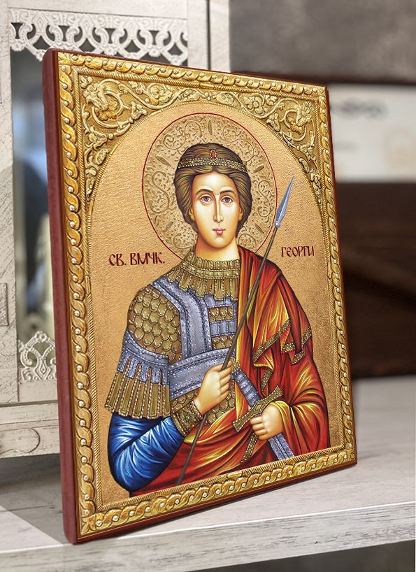 Икона на Свети Георги с декупаж