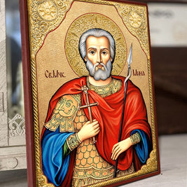 Икона на Свети Мина с декупаж