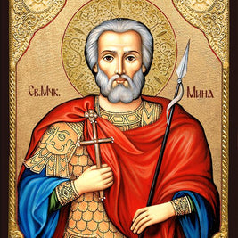 Икона на Свети Мина с декупаж