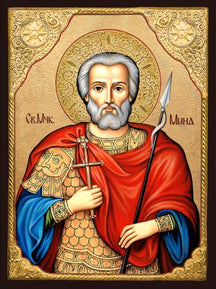 Икона на Свети Мина с декупаж