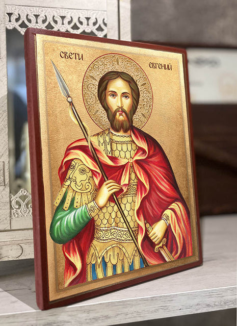 Икона на Свети Евгений – ръчно изработена православна икона за дом, подарък и храм