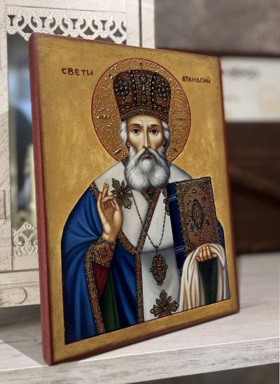 Икона на Свети Атанасий с декупаж