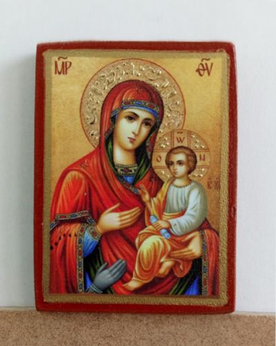Икона на Св. Богородица Троеручица - декупаж