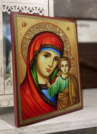 Икона на Св. Богородица Казанска - декупаж