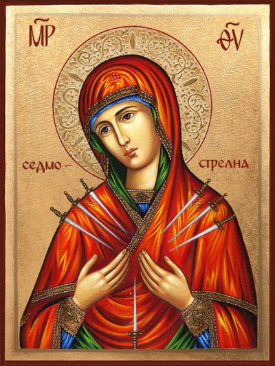Чудотворна икона на Св. Богородица - Седмострелна с декупаж