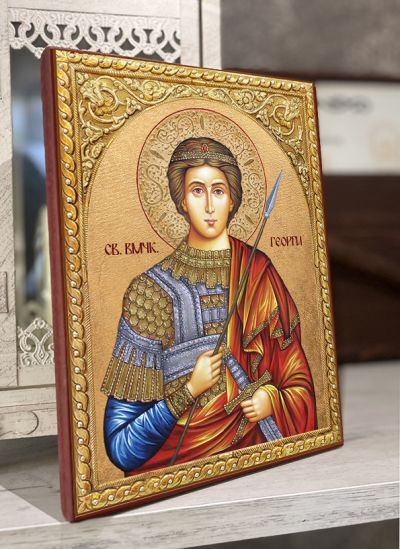 Икона на Свети Георги с декупаж
